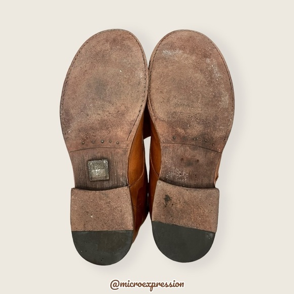 Frye Erin Lug Work Lace Up Combat Cognac Brown Leather Winter Fall Ankle Boot - Picture 14 of 16